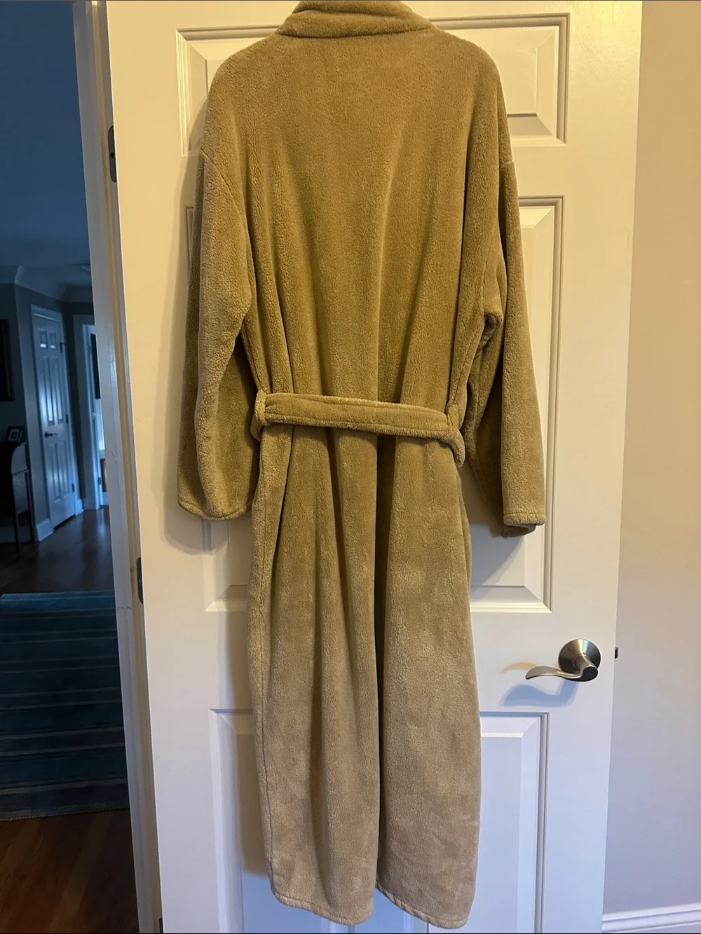 Plush Bath Robe in Beige - Brookstone - Cozy Home Bath Wrap